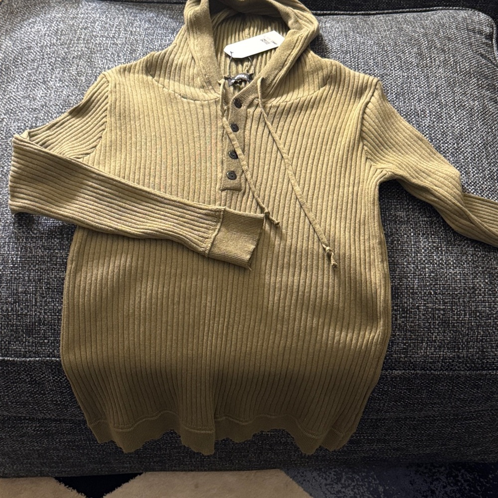 Olive Ribbed Women's Sweater - Picture 1 of 6